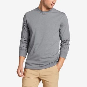 Eddie Bauer Basic Grey Tall Pro 100% Cotton Long Sleeve Shirt Size XL